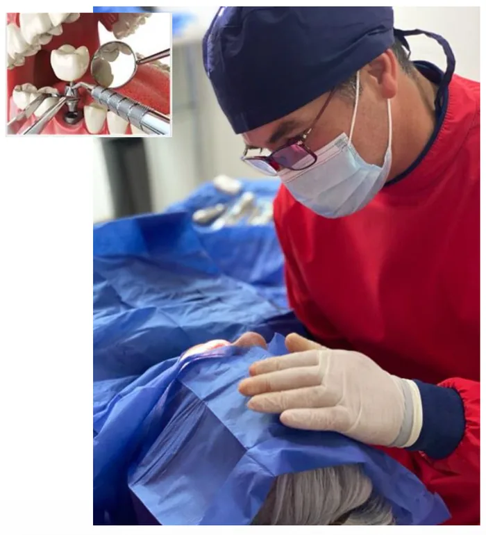 Colocación quirúrgica de un implante dental bajo anestesia local